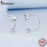 925 Sterling Silver Heart Zircon Stud Earrings BSE697