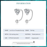 925 Sterling Silver Heart Zircon Stud Earrings BSE697