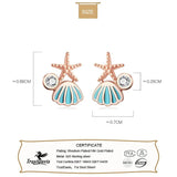 925 Sterling Silver Shell Starfish CZ Stud Earrings For Women