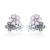 925 Silver Daisy Flower CZ Stud Earrings Women's Jewelry Gift