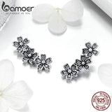 925 Silver Daisy Flower CZ Stud Earrings Women's Jewelry Gift