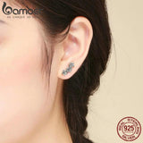 925 Silver Daisy Flower CZ Stud Earrings Women's Jewelry Gift
