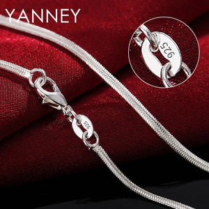 925 Sterling Silver Necklace For Women 2MM 16-30 Inches Side Snake Necklace