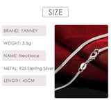 925 Sterling Silver Necklace For Women 2MM 16-30 Inches Side Snake Necklace