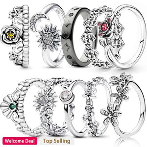 925 Sterling Silver Daisy Bouquet Sun Ring Gift