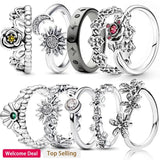 925 Sterling Silver Daisy Bouquet Sun Ring Gift