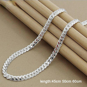 925 Sterling Silver Sideways Necklace 6MM Full Snake Chain Necklaces