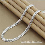 925 Sterling Silver Sideways Necklace 6MM Full Snake Chain Necklaces