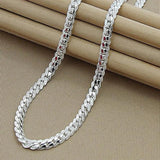 925 Sterling Silver Sideways Necklace 6MM Full Snake Chain Necklaces