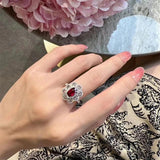 Flower Ruby Crystal Jewelry Set Silver 925 Zircon Wedding Accessorie