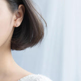 925 Silver CZ Musical Note Asymmetry Stud Earring