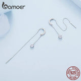 925 Silver Water Drop Stud Earrings Tassel Ear Hooks for Women