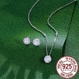 CWWZircons 925 Silver Zircon Stud Earrings Necklace Set