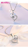 925 Silver Jewelry Sets Heart Charms Necklace Earrings