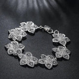 925 Sterling Silver Flower Earrings Bracelet Set for Women