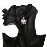 925 Sterling Silver Flower Earrings Bracelet Set for Women