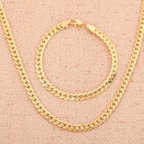 925 Sterling Silver 18K 6MM Bracelets Necklace Set for Women