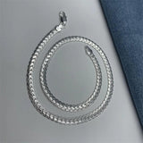 925 Silver 2 Pc 5MM Sideways Chain Necklace Bracelet Set Wedding Gift