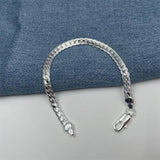 925 Silver 2 Pc 5MM Sideways Chain Necklace Bracelet Set Wedding Gift