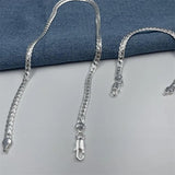 925 Silver 2 Pc 5MM Sideways Chain Necklace Bracelet Set Wedding Gift
