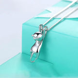 925 Silver Cat Necklace & Earrings Set for Women - Gift