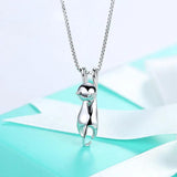 925 Silver Cat Necklace & Earrings Set for Women - Gift