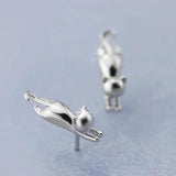 925 Silver Cat Necklace & Earrings Set for Women - Gift