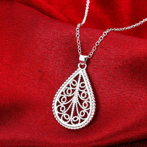 925 Silver Water Drop Pendant Necklace Earring Set