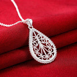 925 Silver Water Drop Pendant Necklace Earring Set