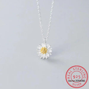 925 Silver Daisy Flower Pendant Necklace for Women