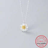 925 Silver Daisy Flower Pendant Necklace for Women