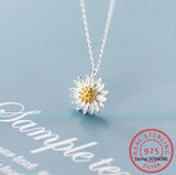 925 Silver Daisy Flower Pendant Necklace for Women