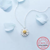 925 Silver Daisy Flower Pendant Necklace for Women