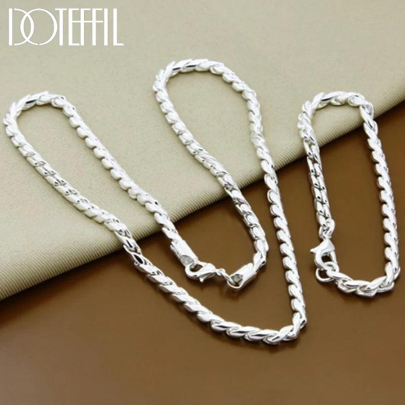 925 Silver Twist Around Chain Jewelry Set for Women