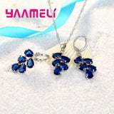 925 Silver CZ Jewelry Set Pendant Necklace Earrings