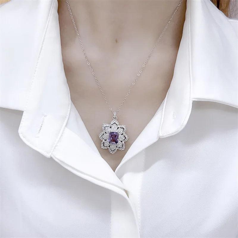 925 Silver Purple Zircon Wedding Jewelry Set