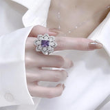 925 Silver Purple Zircon Wedding Jewelry Set