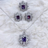 925 Silver Purple Zircon Wedding Jewelry Set