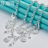 925 Silver High-heeled Shoes Bag Pendant Necklace Wedding Party Charm