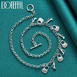 925 Silver High-heeled Shoes Bag Pendant Necklace Wedding Party Charm