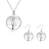925 Silver Retro Tree Necklace Earrings Set for Women