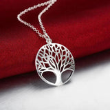 925 Silver Retro Tree Necklace Earrings Set for Women