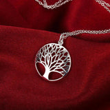 925 Silver Retro Tree Necklace Earrings Set for Women