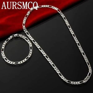 Noble 925 Sterling Silver 4MM Chain Set for Men Women - Xmas Charms Wedding