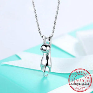 Sterling Silver Cat Earrings Necklaces Set for Wedding Party