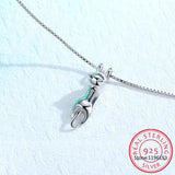 Sterling Silver Cat Earrings Necklaces Set for Wedding Party