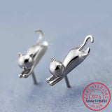 Sterling Silver Cat Earrings Necklaces Set for Wedding Party