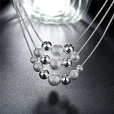 925 Silver Jewelry Set Fringed Beads Necklace Earrings