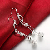 925 Silver Jewelry Set Fringed Beads Necklace Earrings