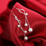 925 Silver Jewelry Set Fringed Beads Necklace Earrings